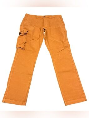 The J Peterman Company Mens Burnt Orange Cotton/Elastic Cargo Pants- 34x32
